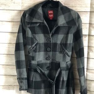 Black and grey plaid tweed jacket